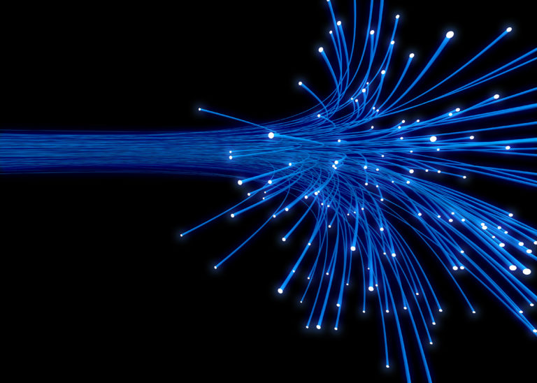 afbeelding van een bundel glasvezels